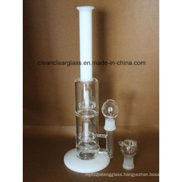 New Design White Jade Glass B Water Pipe with 2 Layer Showerhead Perc